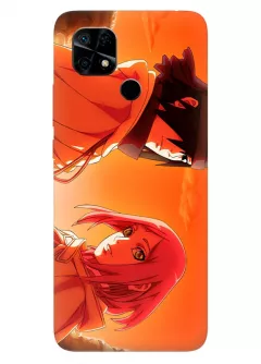 Чехол для Редми 10С из силикона с аниме - Саскэ Учиха с девушкой
