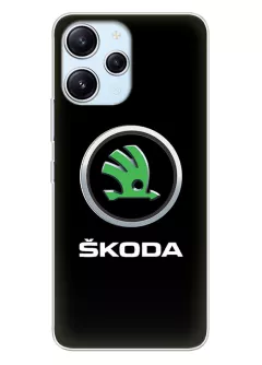 Redmi 12 чехол - Skoda Шкода классический логотип крупным планом и название