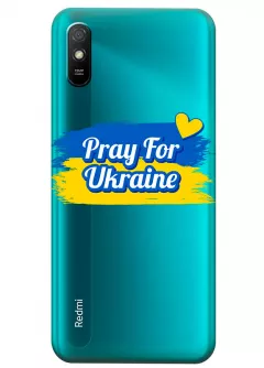 Чехол для Xiaomi Redmi 9A "Pray for Ukraine" из прозрачного силикона