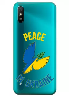 Чехол для Xiaomi Redmi 9A Peace in Ukraine из прозрачного силикона