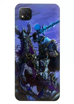 Чехол накладка для Редми 9С из силикона - World of Warcraft WoW Ворлд оф Варкрафт ВоВ Артас Король-Лич атака на коне