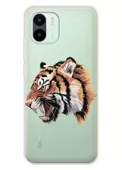 Чехол для Redmi A1 с прозрачным рисунком из силикона - Тигр
