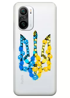 Чехол для Xiaomi Redmi K40 из прозрачного силикона - Герб Украины в цветах