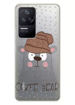 Чехол для Xiaomi Redmi K50 с мишкой, прозрачный силиконовый чехол