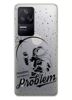 Редми К50 прозрачный силиконовый чехол с принтом - Космонавт с проблемой