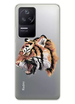 Чехол для Редми К50 с прозрачным рисунком из силикона - Тигр