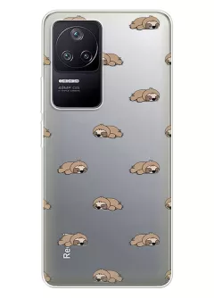 Чехол для Редми К50 с прозрачным рисунком из силикона - Спящие ленивцы