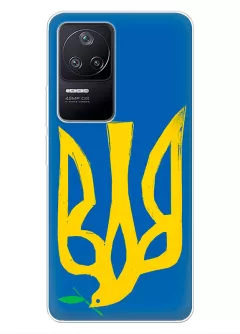 Чехол на Xiaomi Redmi K50 с сильным и добрым гербом Украины в виде ласточки