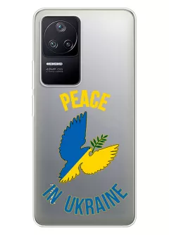 Чехол для Xiaomi Redmi K50 Peace in Ukraine из прозрачного силикона