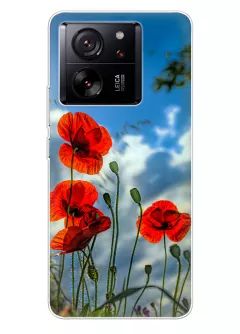 Чехол на Xiaomi Redmi K60 Ultra с нежными цветами мака на украинской земле