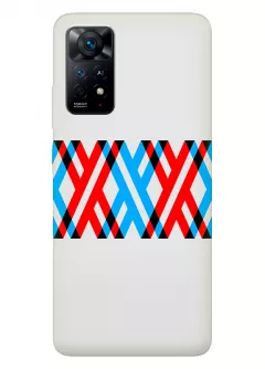 Бампер для Xiaomi Redmi Note 11 - Милый во Франксе Darling in the Franxx красно-голубой логотип 