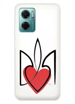 Чехол на Xiaomi Redmi Note 11E 5G с сердцем и гербом Украины
