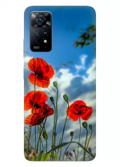 Чехол на Xiaomi Redmi Note 11S с нежными цветами мака на украинской земле