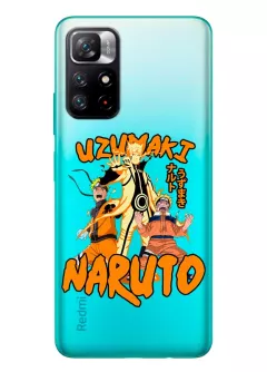 Бампер для Xiaomi Redmi Note 11S 5G - Трио Наруто Удзумаки, силикон прозрачный
