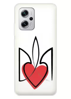 Чехол на Xiaomi Redmi Note 11T Pro с сердцем и гербом Украины