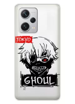 Чехол для Сяоми Редми Нот 12 Про+ Tokyo Ghoul Ken Kaneki Logo из прозрачного силикона
