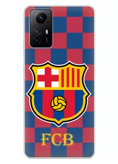 Xiaomi Redmi Note 12S чехол - Футбол логотип Barcelona Барселона Барса Футбольный клуб на шахматном фоне