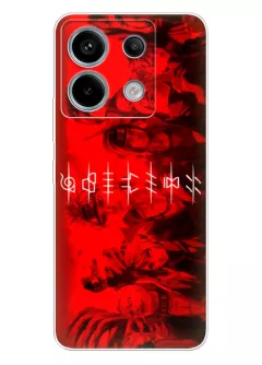 Xiaomi Redmi Note 13 чехол из силикона - Наруто в красных тонах