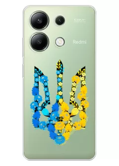 Чехол для Xiaomi Redmi Note 13 4G из прозрачного силикона - Герб Украины в цветах