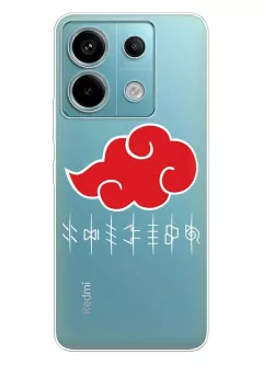 Чехол для Xiaomi Redmi Note 13 Pro из прозрачного силикона - Naruto Akatsuki лого