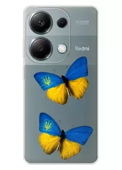 Чехол для Xiaomi Redmi Note 13 Pro 4G из прозрачного силикона - Бабочки из флага Украины