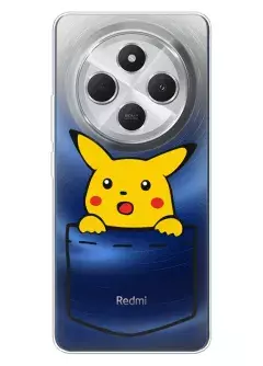 Редми 14С чехол Pokemon Пикачу в кармане из прозрачного силикона