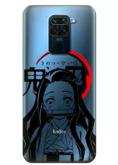 Xiaomi Redmi Note 9 чехол силиконовый прозрачный - Demon Slayer Незуко Камадо