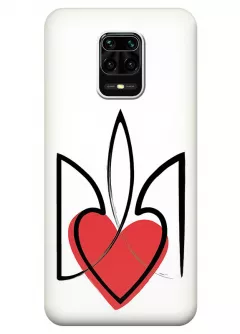 Чехол на Xiaomi Redmi Note 9 Pro с сердцем и гербом Украины