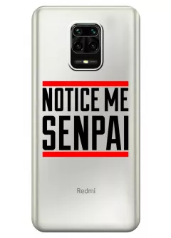 Сяоми Редми Нот 9С чехол из прозрачного силикона - Notice Me Senpai Logo