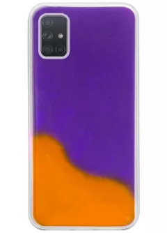 Неоновый чехол Neon Sand glow in the dark для Samsung Galaxy A51, Фиолетовый / Оранжевый