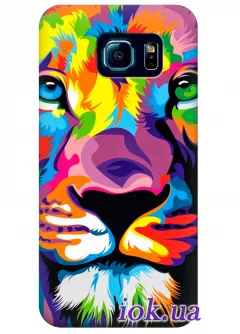 Чехол для Galaxy S6 - Лев в ярких цветах