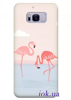 Чехол для Galaxy S8 - Два фламинго