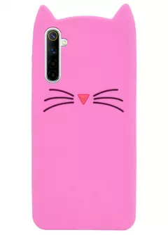 Силиконовая накладка 3D Cat для Realme 6 Pro, Розовый