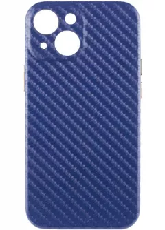 Уценка Кожаный чехол Leather Case Carbon series для Apple iPhone 13 mini (5.4"), Дефект упаковки / Синий