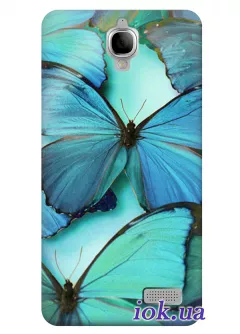 Чехол для Alcatel 6030D - Бирюзовые бабочки 