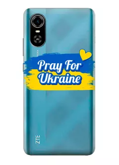 Чехол для ZTE Blade A31 Plus "Pray for Ukraine" из прозрачного силикона