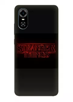 Чехол-накладка для Блейд А31 Плюс из силикона - Очень странные дела Stranger Things красное название крупным планом черный чехол
