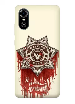 Чехол-накладка для Блейд А31 Плюс из силикона - Ходячие мертвецы The Walking Dead логотип в виде значка шерифа в крови желтый чехол
