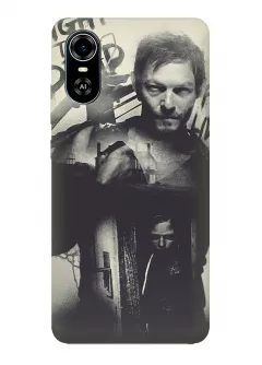 Чехол-накладка для Блейд А31 Плюс из силикона - Ходячие мертвецы The Walking Dead Дерил Диксон Норман Ридус черно-белый граффити арт