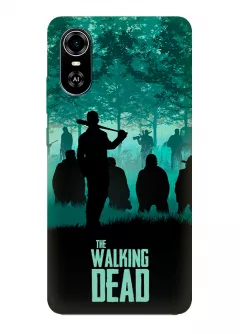 Чехол-накладка для Блейд А31 Плюс из силикона - Ходячие мертвецы The Walking Dead бирюзово-черный постер с главными героями в окружении противников в лесу
