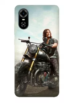 Чехол-накладка для Блейд А31 Плюс из силикона - Ходячие мертвецы The Walking Dead Дерил Диксон Норман Ридус на мотоцикле наблюдает за происходящем