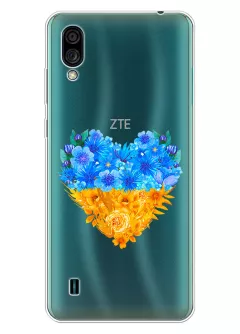 Патриотический чехол ZTE Blade A51 Lite с рисунком сердца из цветов Украины