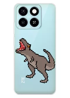 Чехол для ZTE Blade A55 с принтом - Пиксельный динозавр