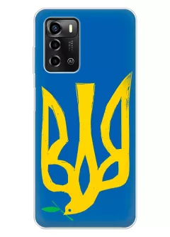 Чехол на ZTE Blade A72 с сильным и добрым гербом Украины в виде ласточки