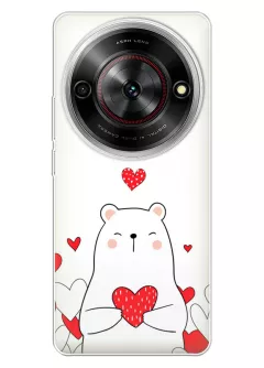 Чехол для ZTE Blade A75 5G - Мишка с сердечком