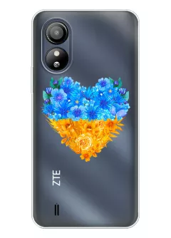 Патриотический чехол ZTE Blade L220 с рисунком сердца из цветов Украины