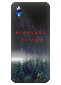 Бампер для ЗТЕ Блейд Л8 - Очень странные дела Stranger Things красное название на фоне леса