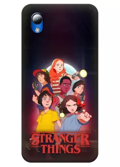Бампер для ЗТЕ Блейд Л8 - Очень странные дела Stranger Things постер с Одиннадцать Милли Бобби Браун и главными героями в мультяшном стиле