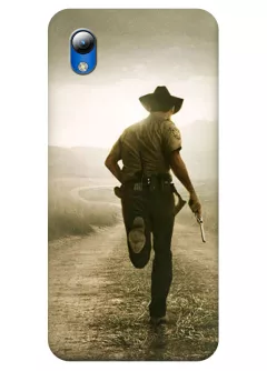 Чехол для ЗТЕ Блейд Л8 - Ходячие мертвецы The Walking Dead шериф убегающий с пистолетом от зомби