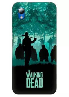 Чехол для ЗТЕ Блейд Л8 - Ходячие мертвецы The Walking Dead - постер с главными героями в окружении противников в лесу